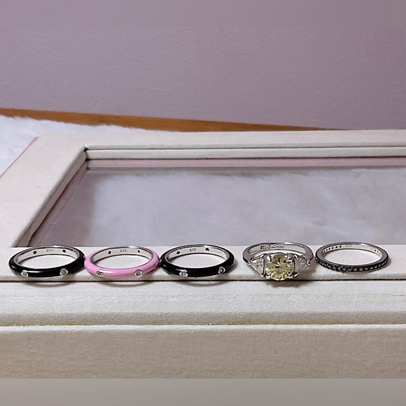 Set of 5 rings .925 silver size 5 - Picture 4 of 5